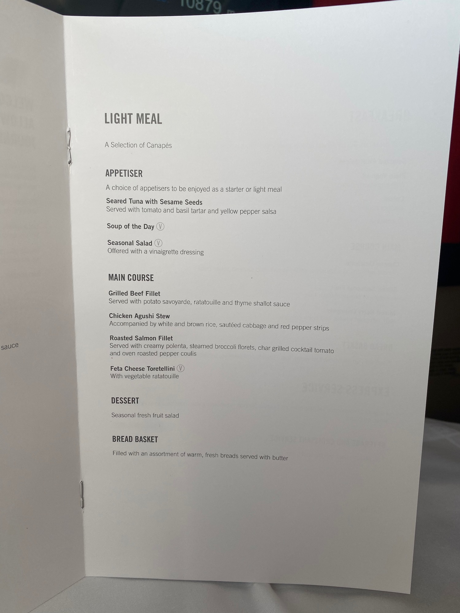 a menu of a restaurant