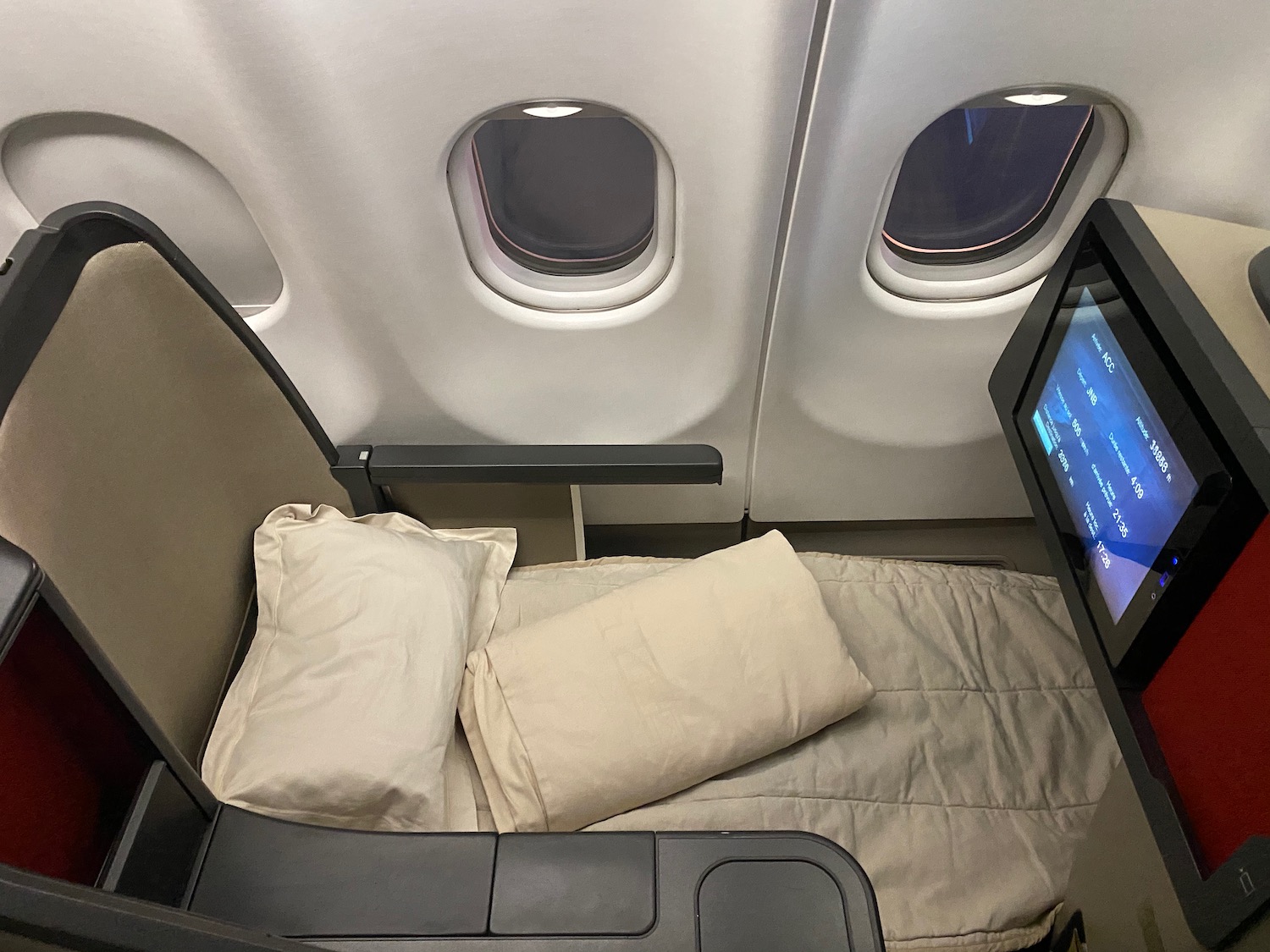 a bed in an airplane