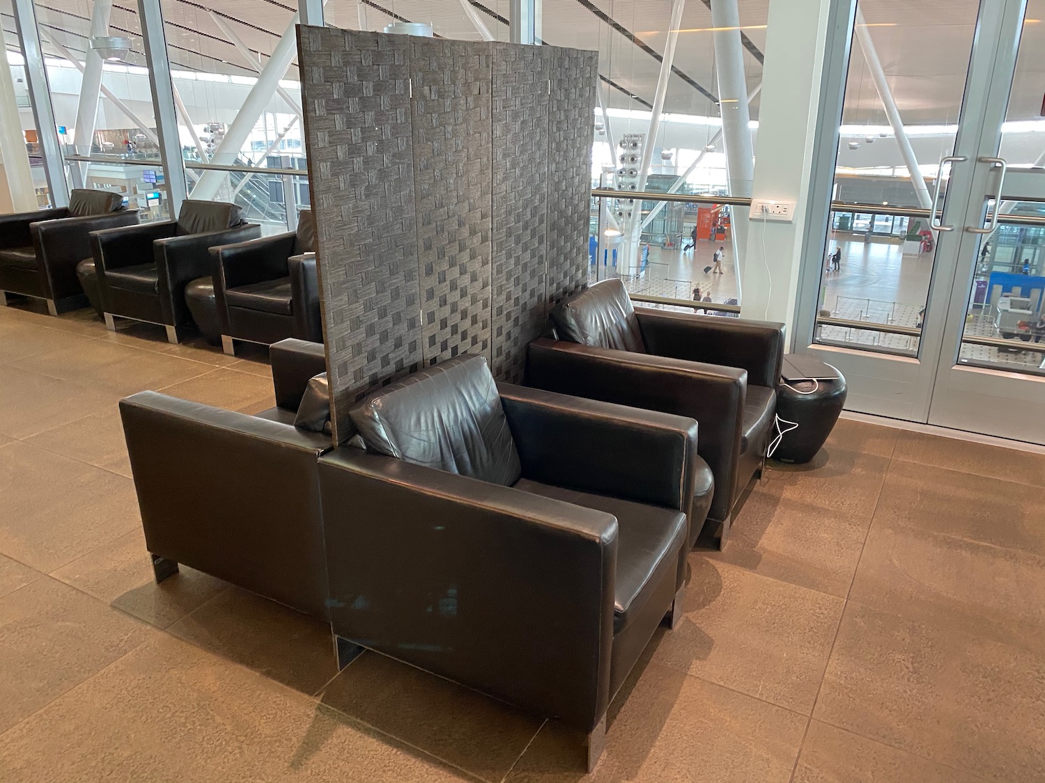 a group of chairs in a room