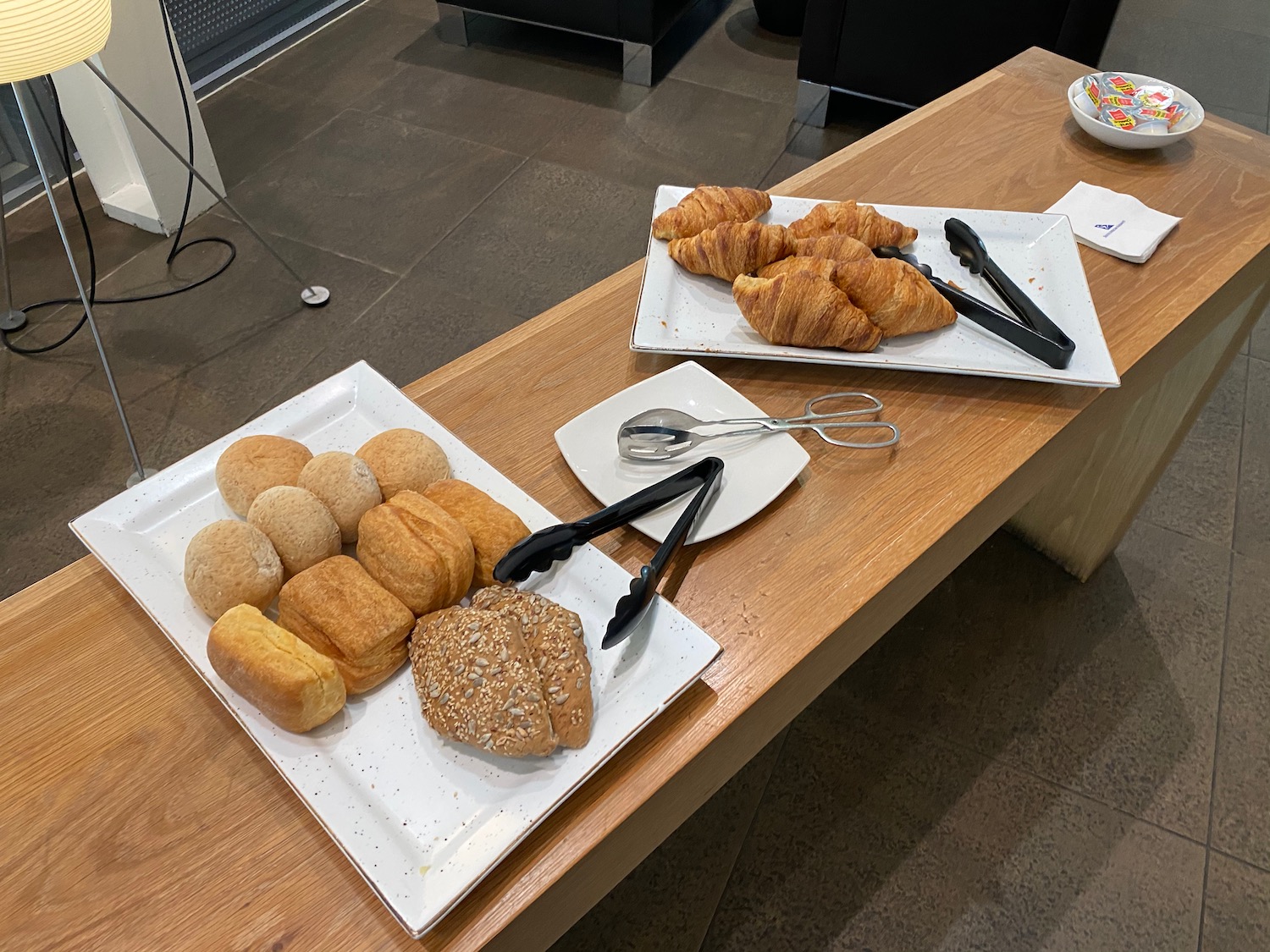 a table with plates of food