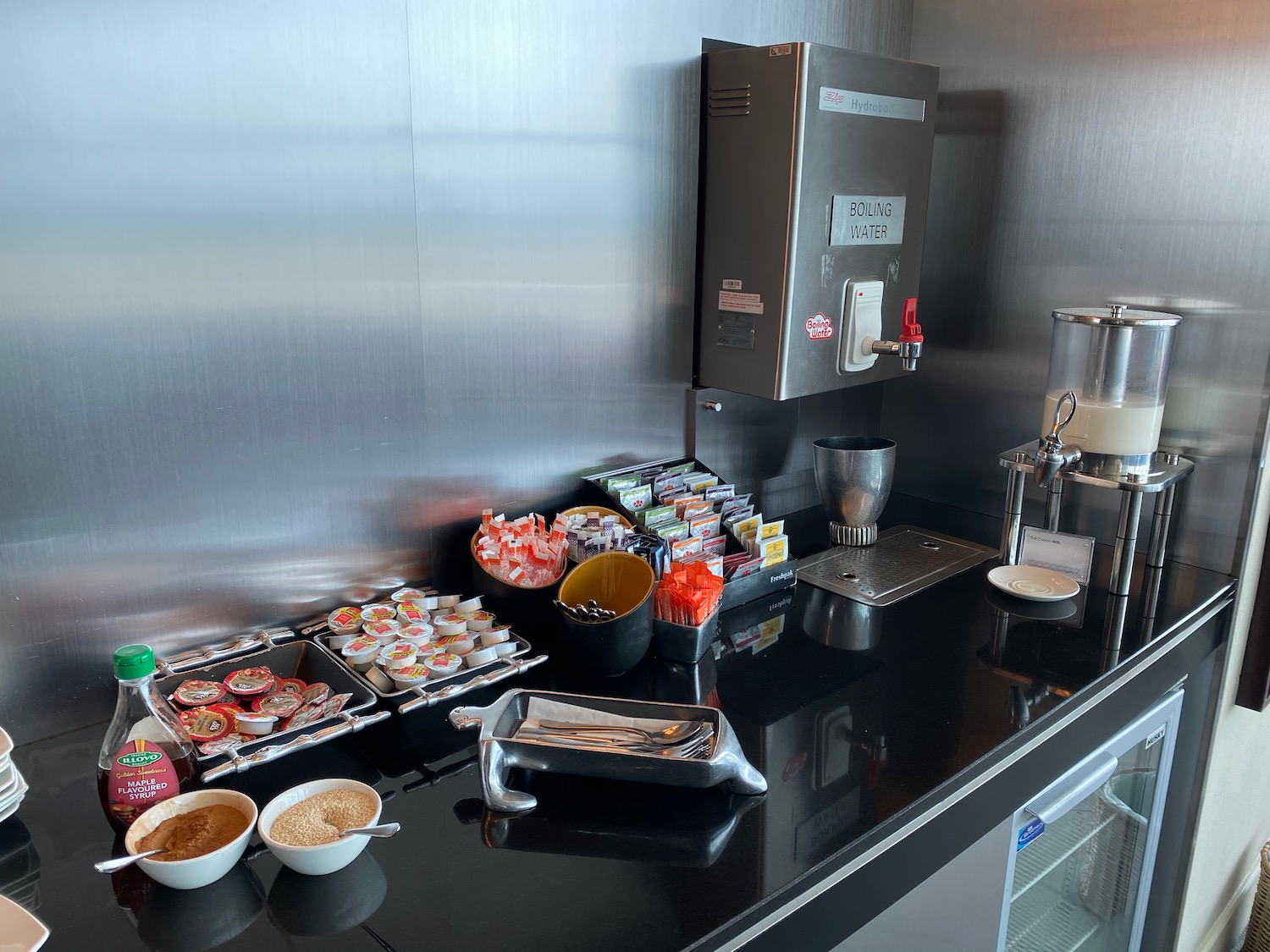 a kitchen counter with food on it