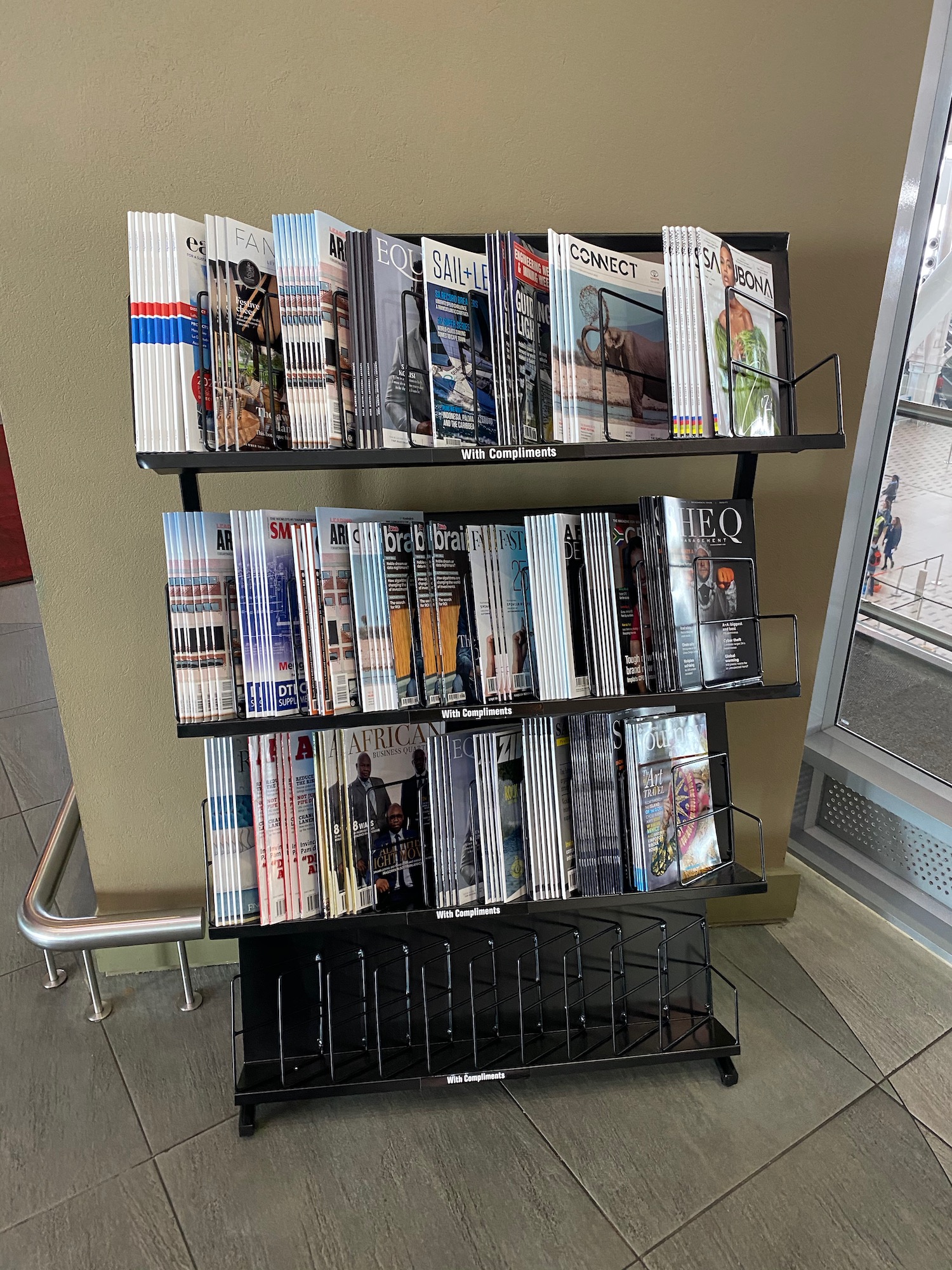 a rack of magazines