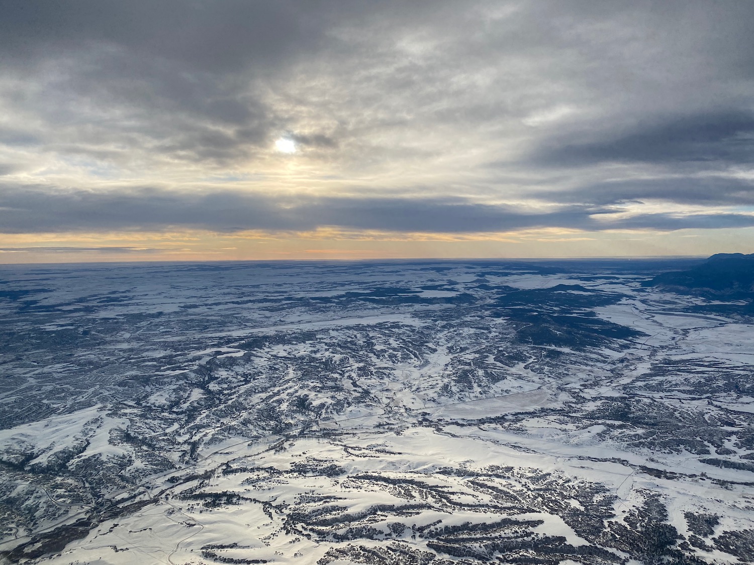 aerial view of a snowy landscape