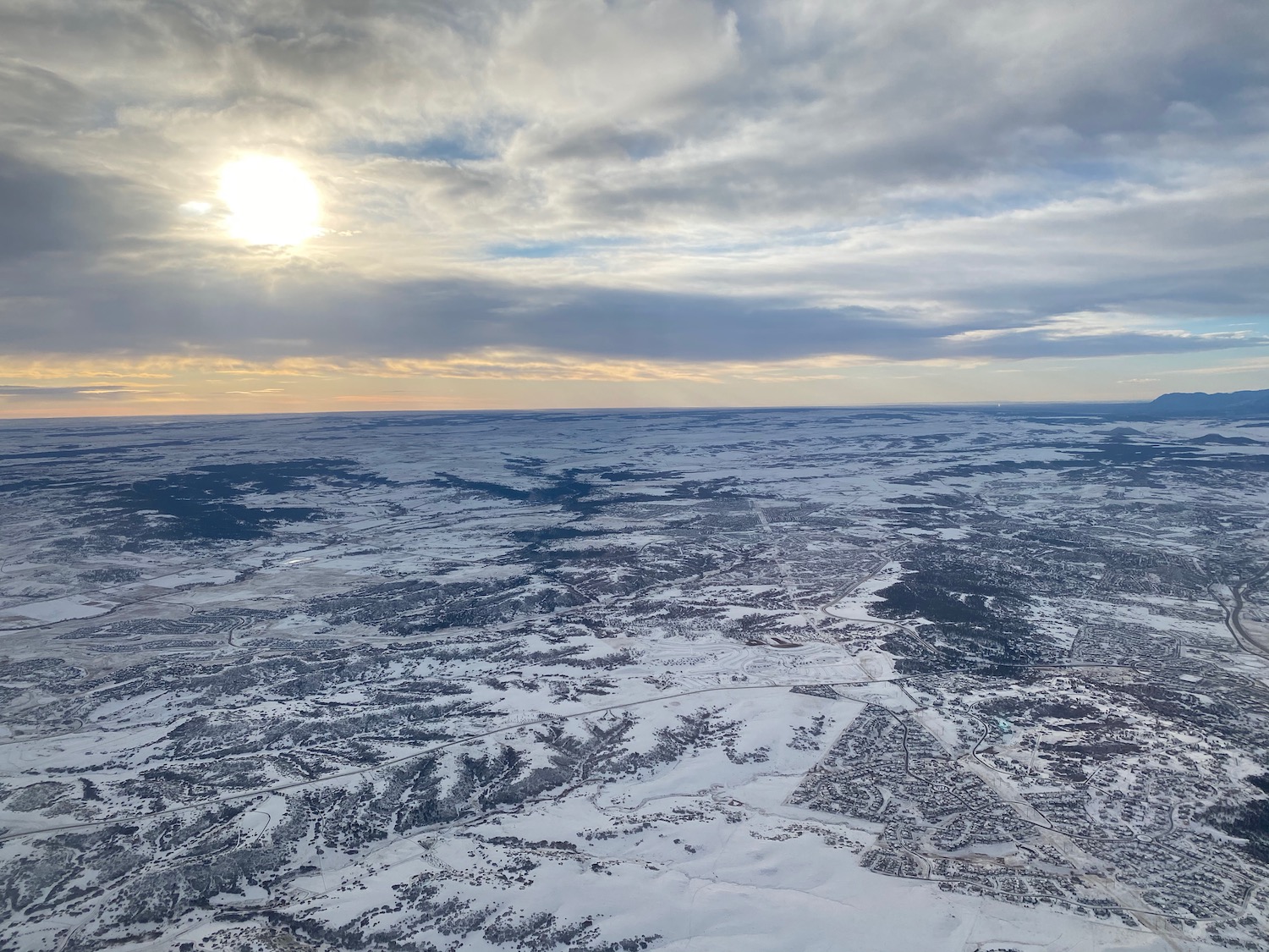 aerial view of a snowy landscape