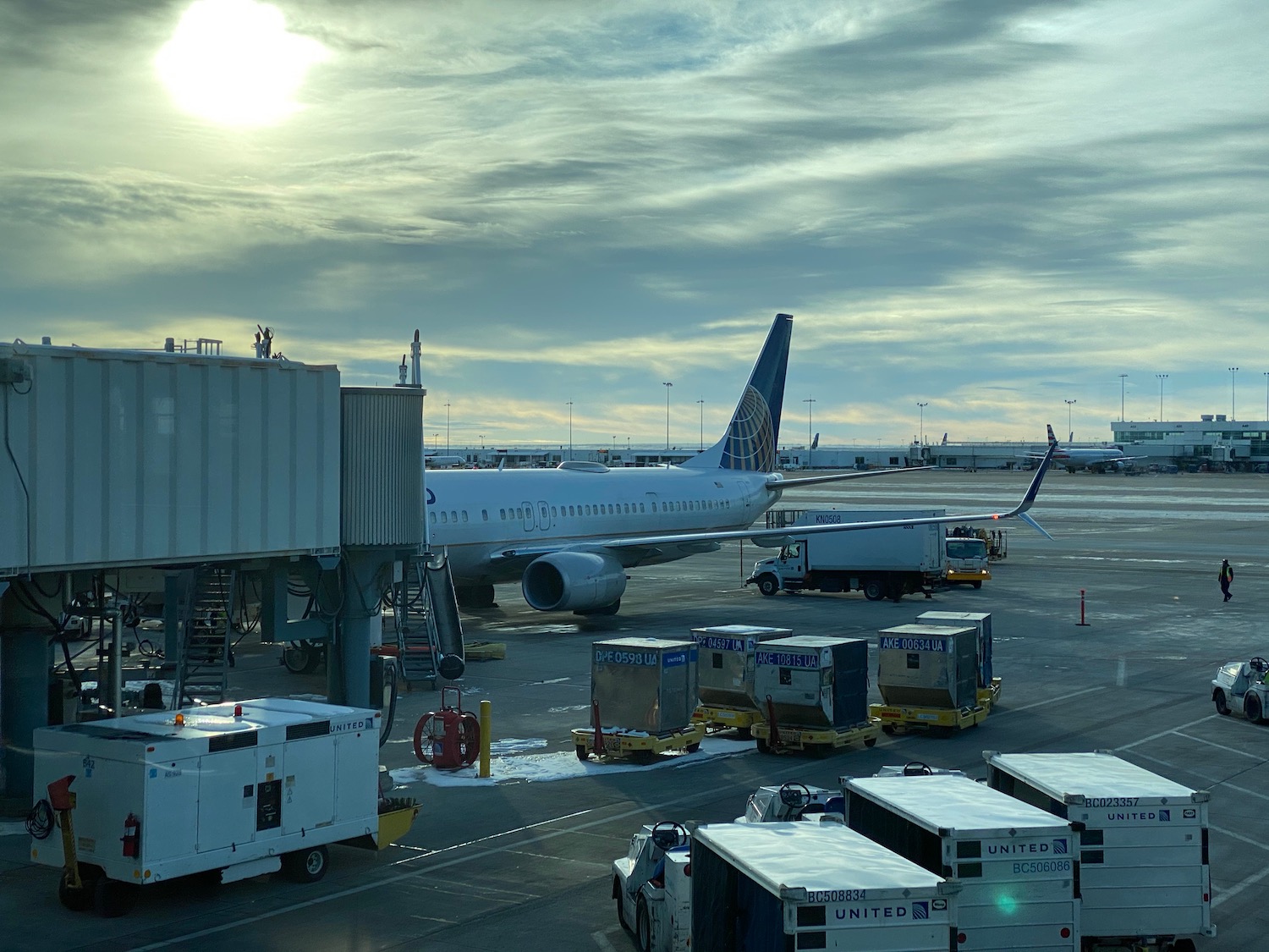 a plane parked at an airport