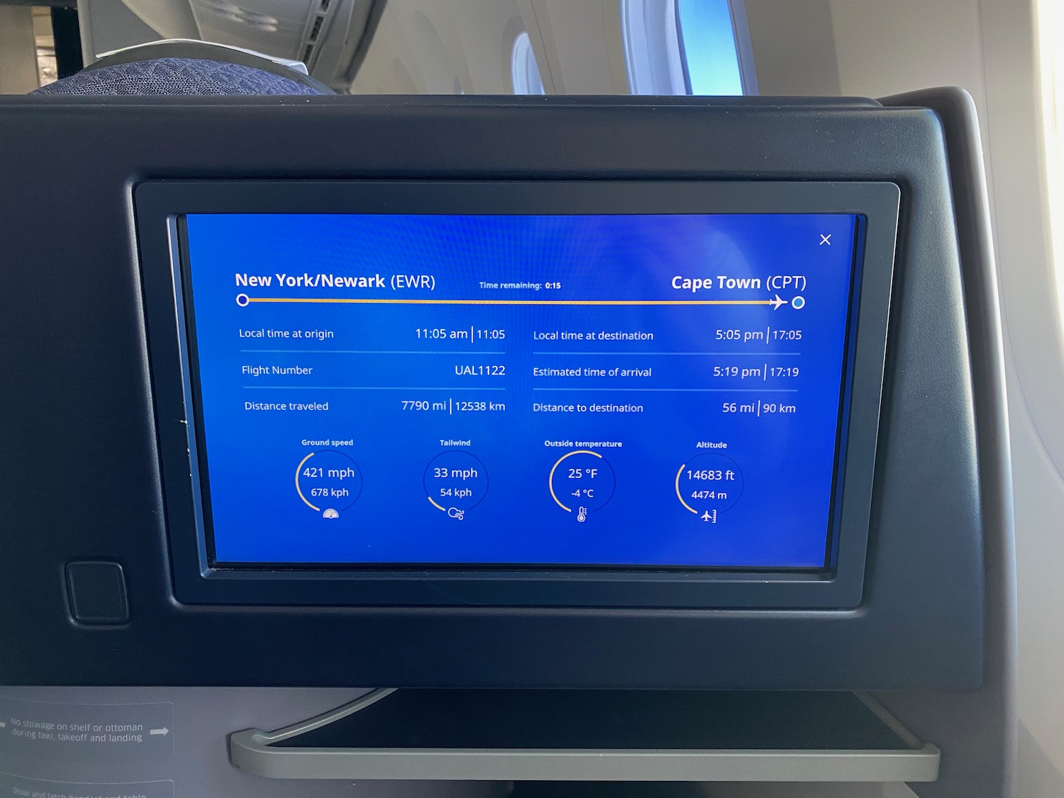 a screen on an airplane