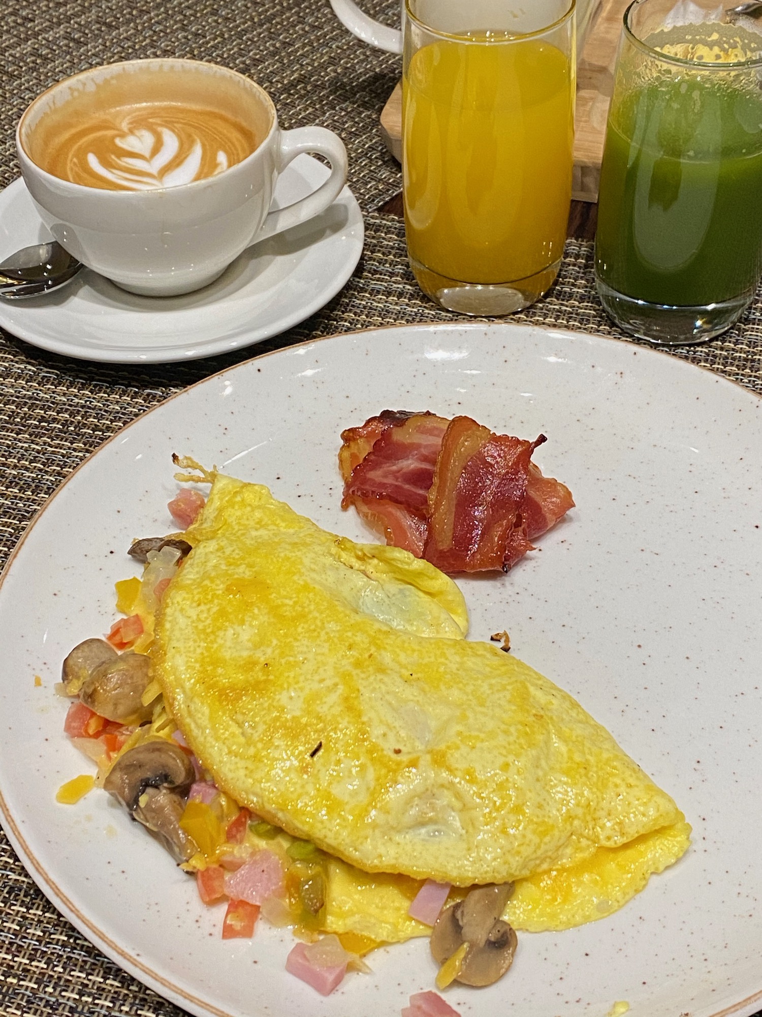 a plate of food and drink