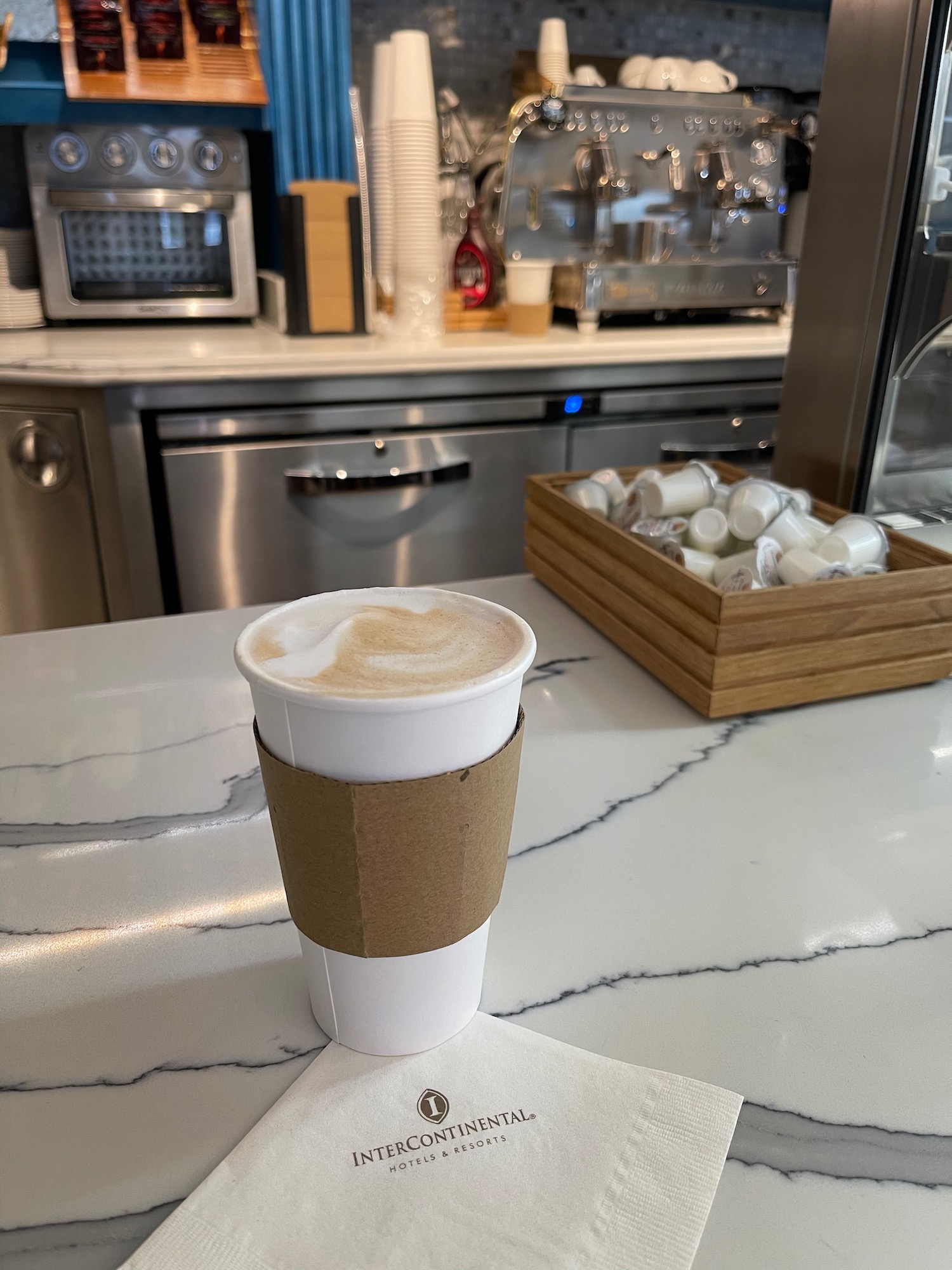 a cup of coffee on a counter