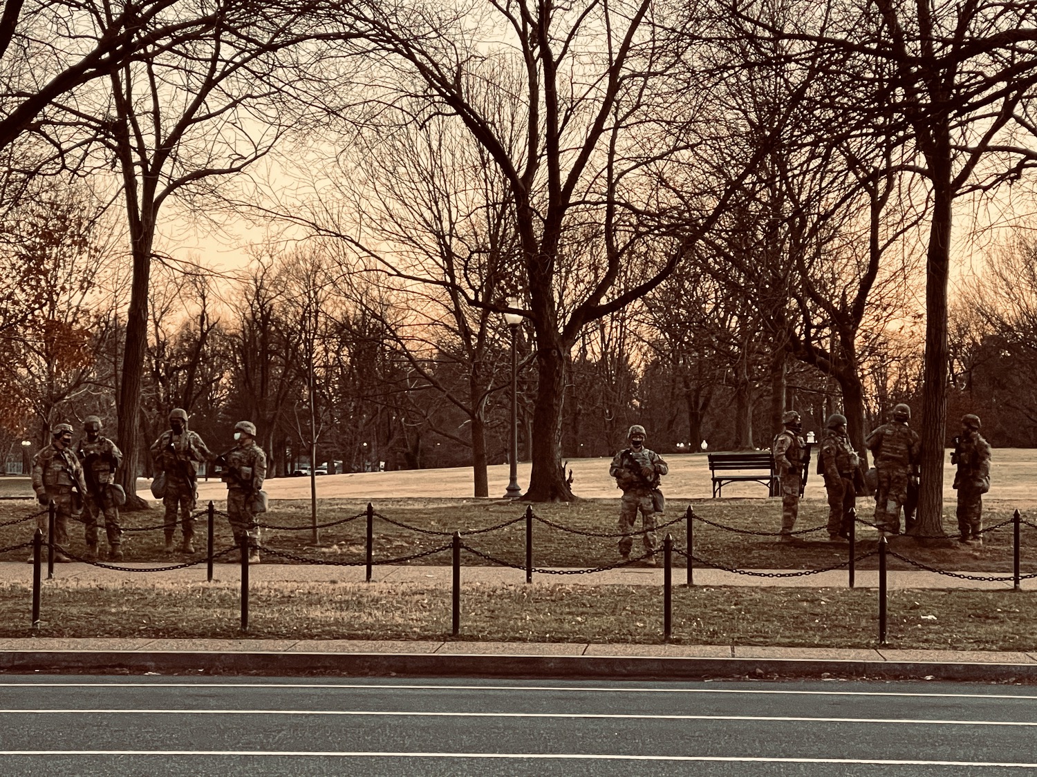 a group of soldiers in a park