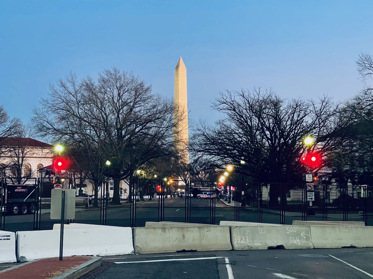 a tall monument in the distance