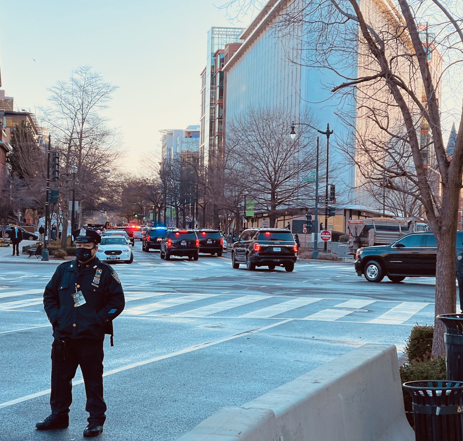 a police officer standing in a street