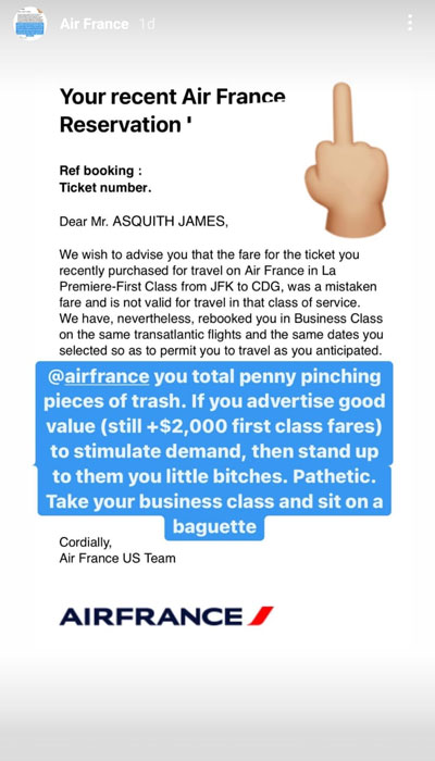 Air France Fake First Class