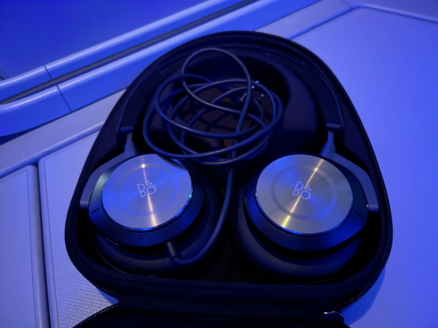 a pair of headphones in a case