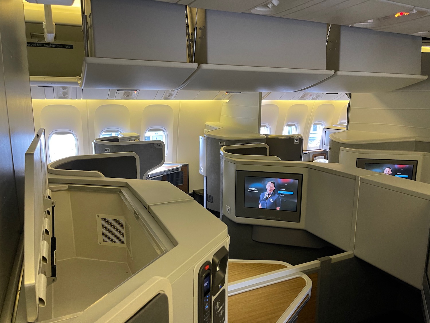 a tv screens in an airplane