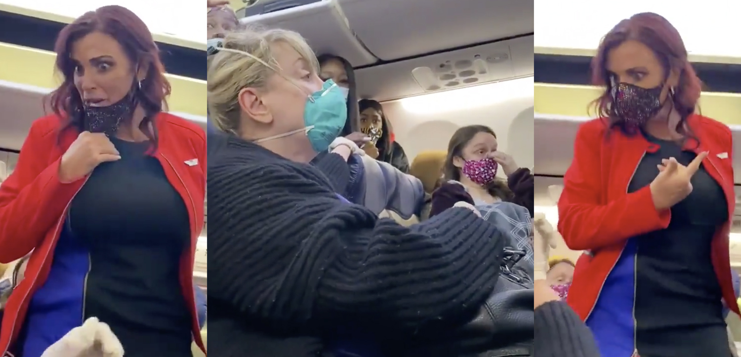 a woman wearing a mask on a plane