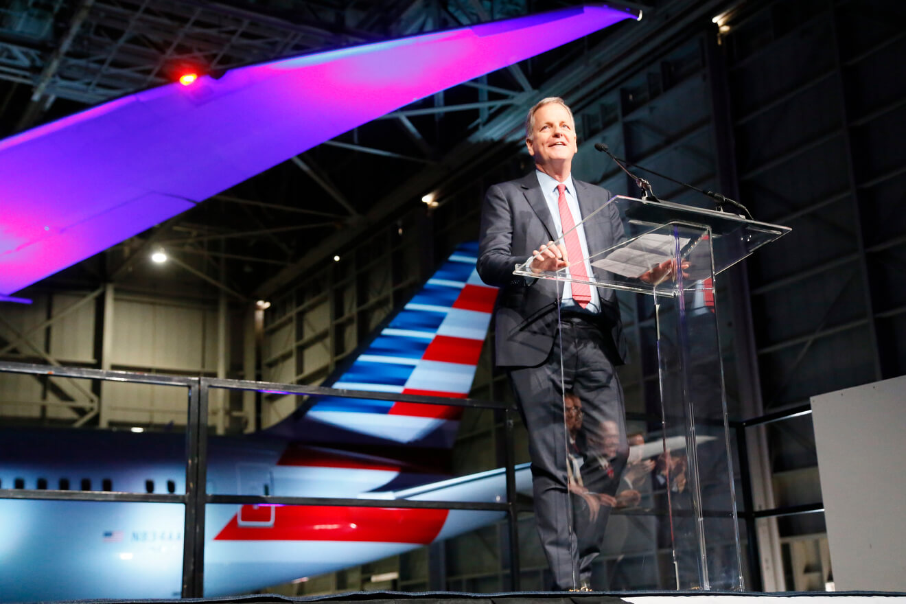 a man standing on a podium