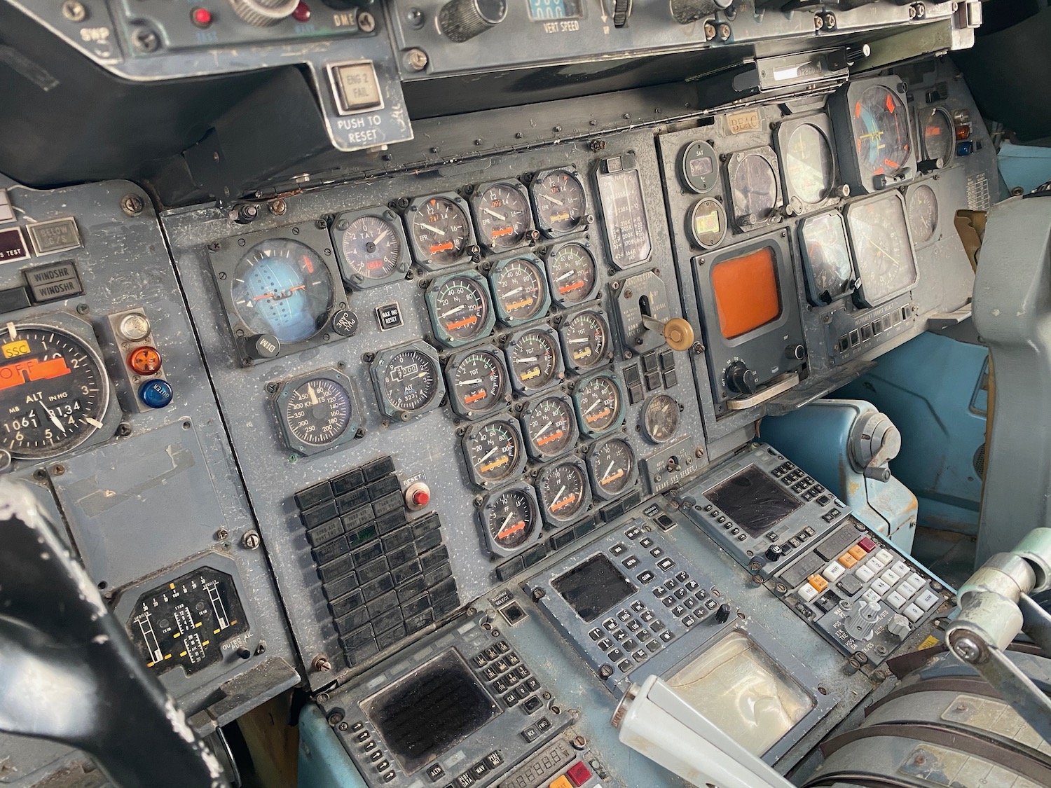 the cockpit of a plane