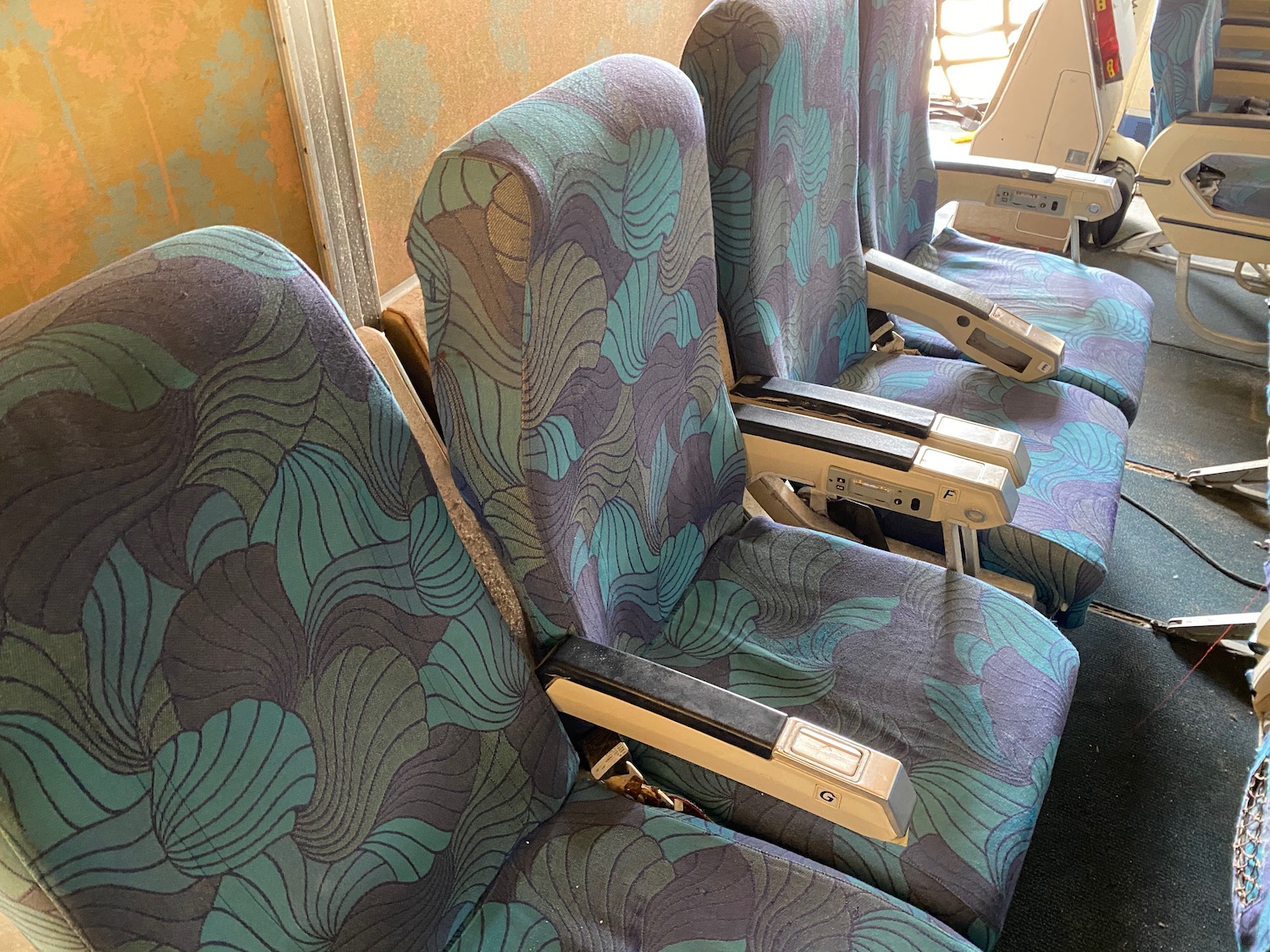 a row of seats in a row