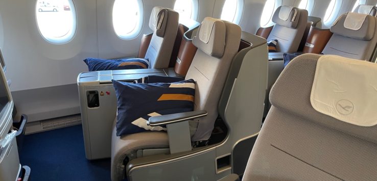 a row of seats in a plane