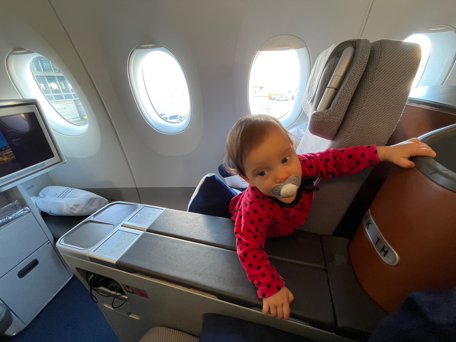 a baby on an airplane