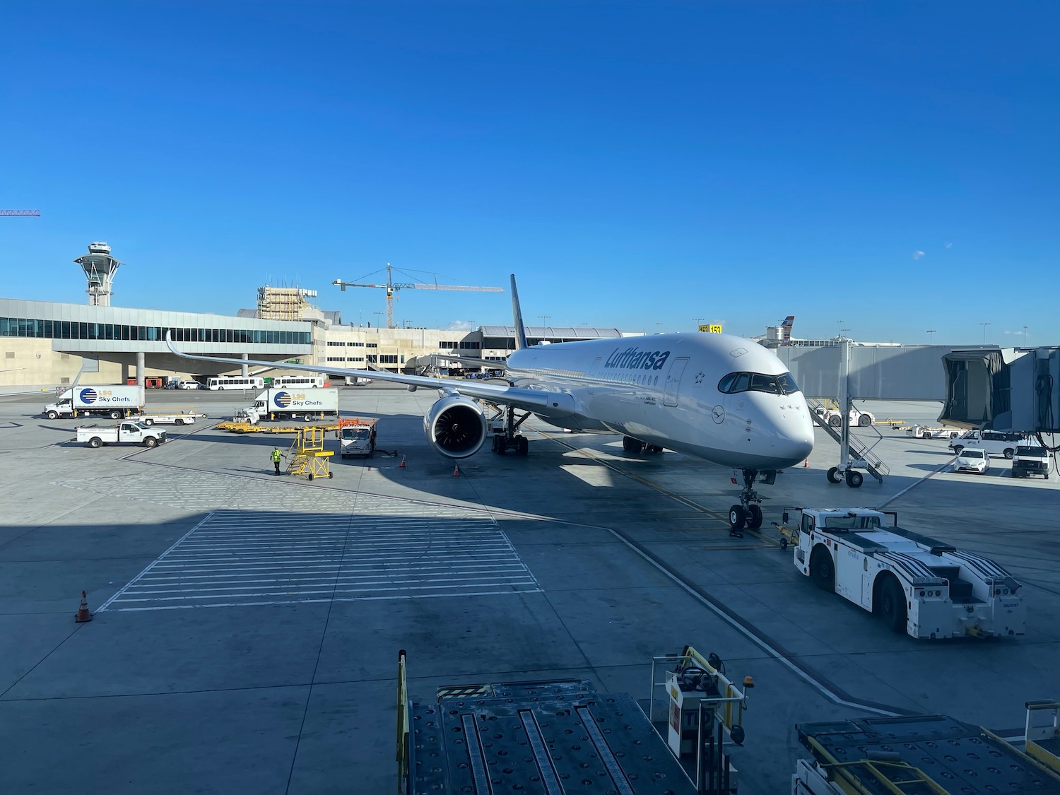 a large airplane at an airport