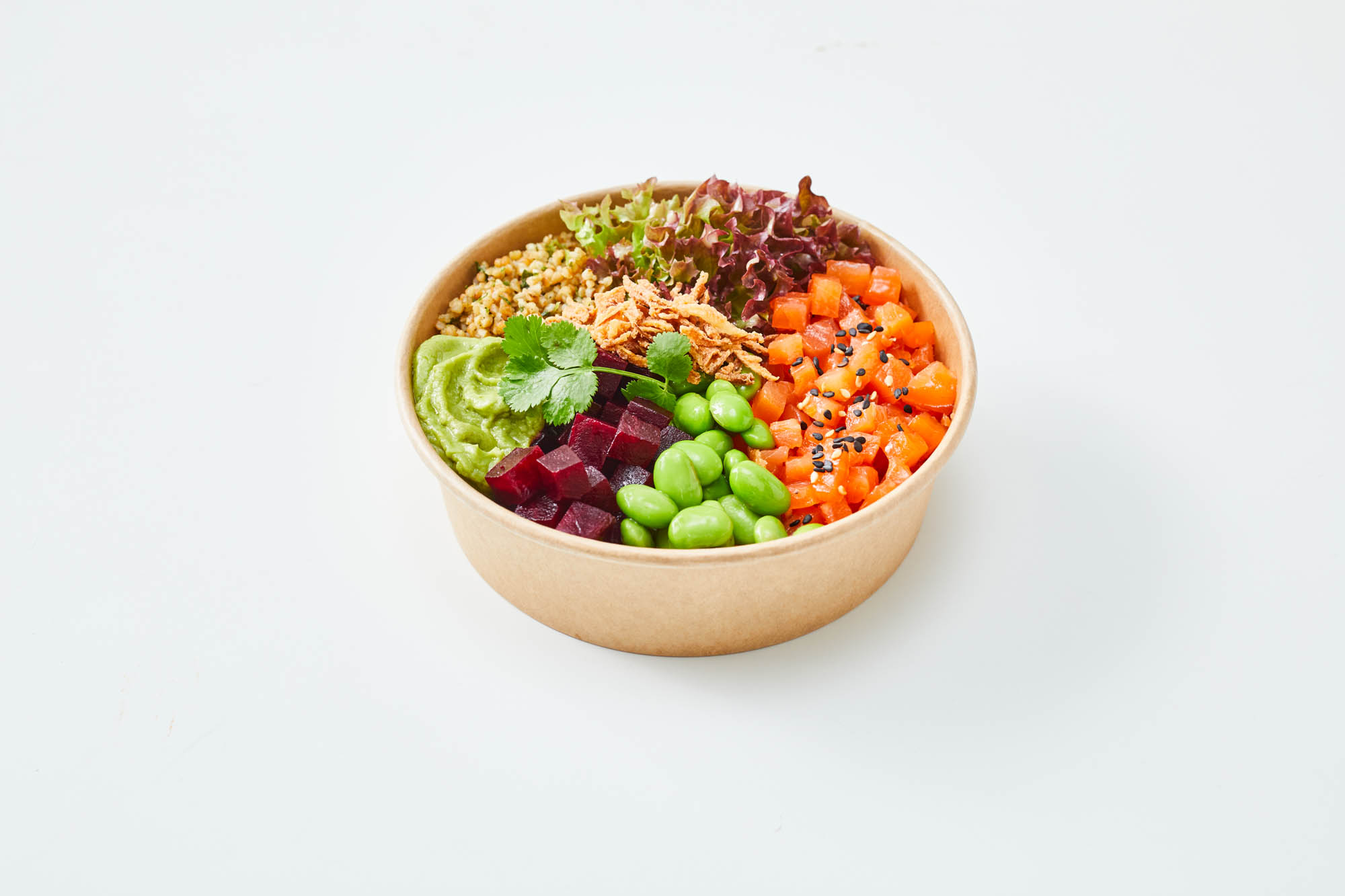 a bowl of food on a white background