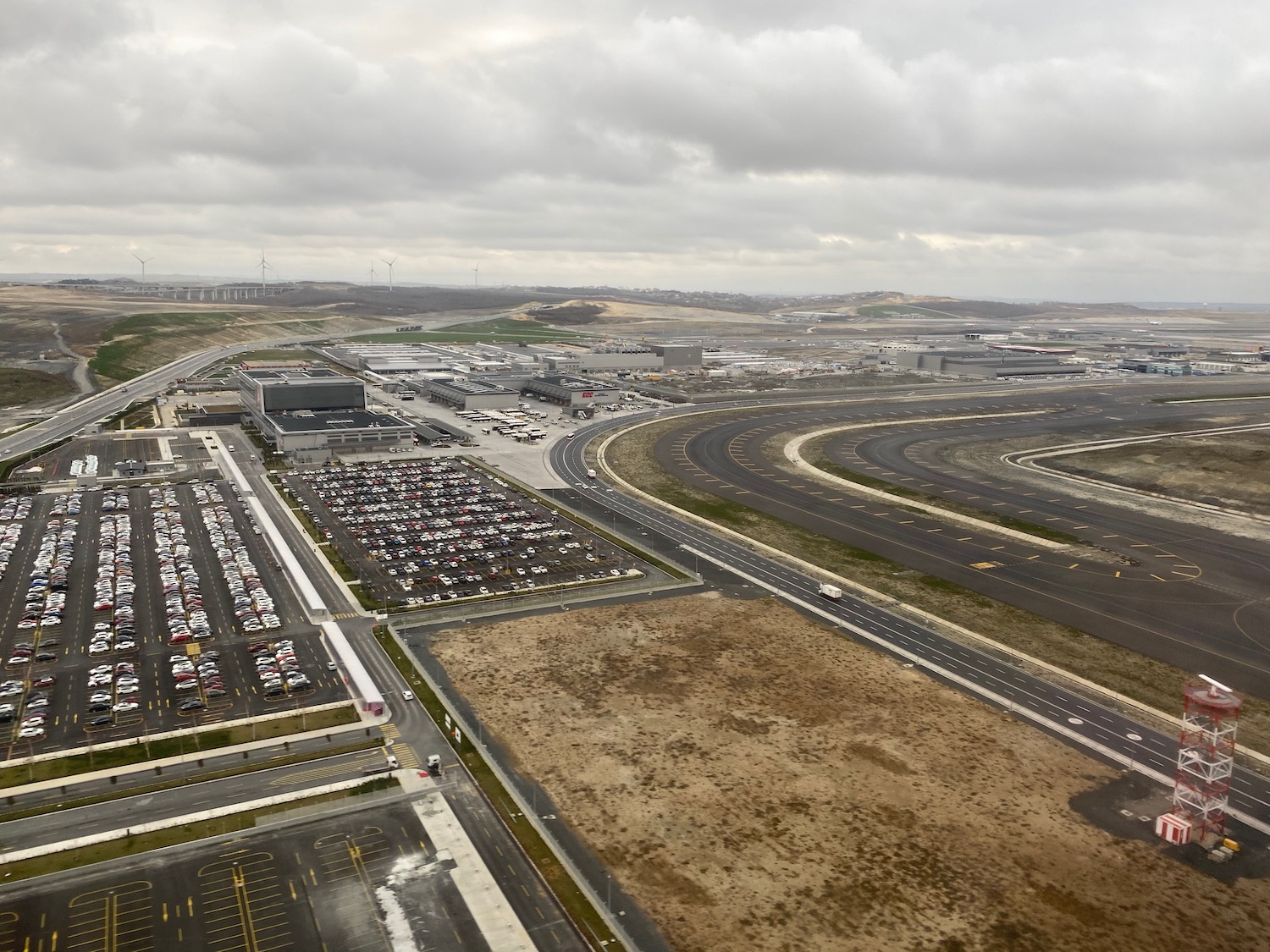 a aerial view of a large airport