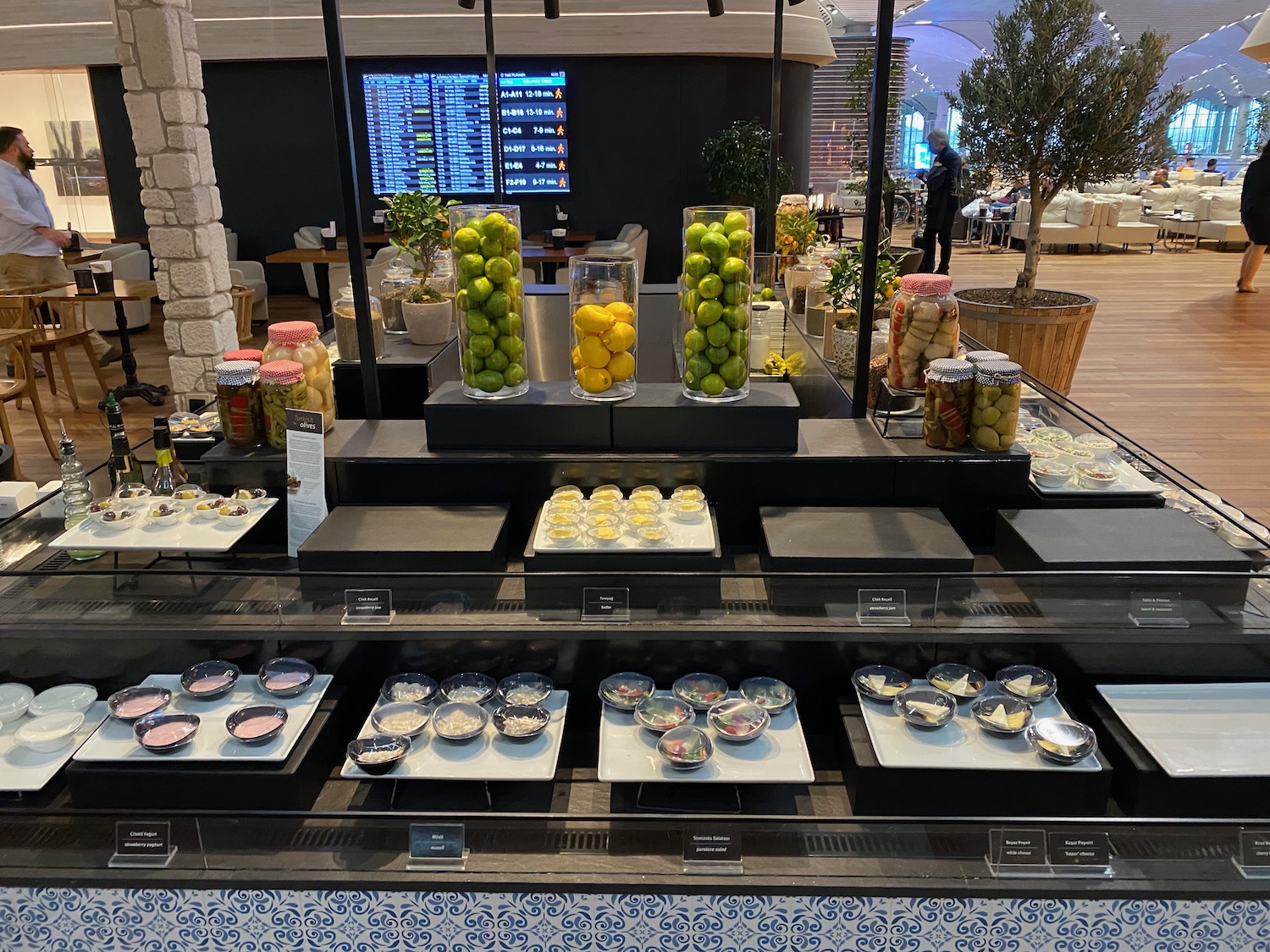 a display of food on a counter