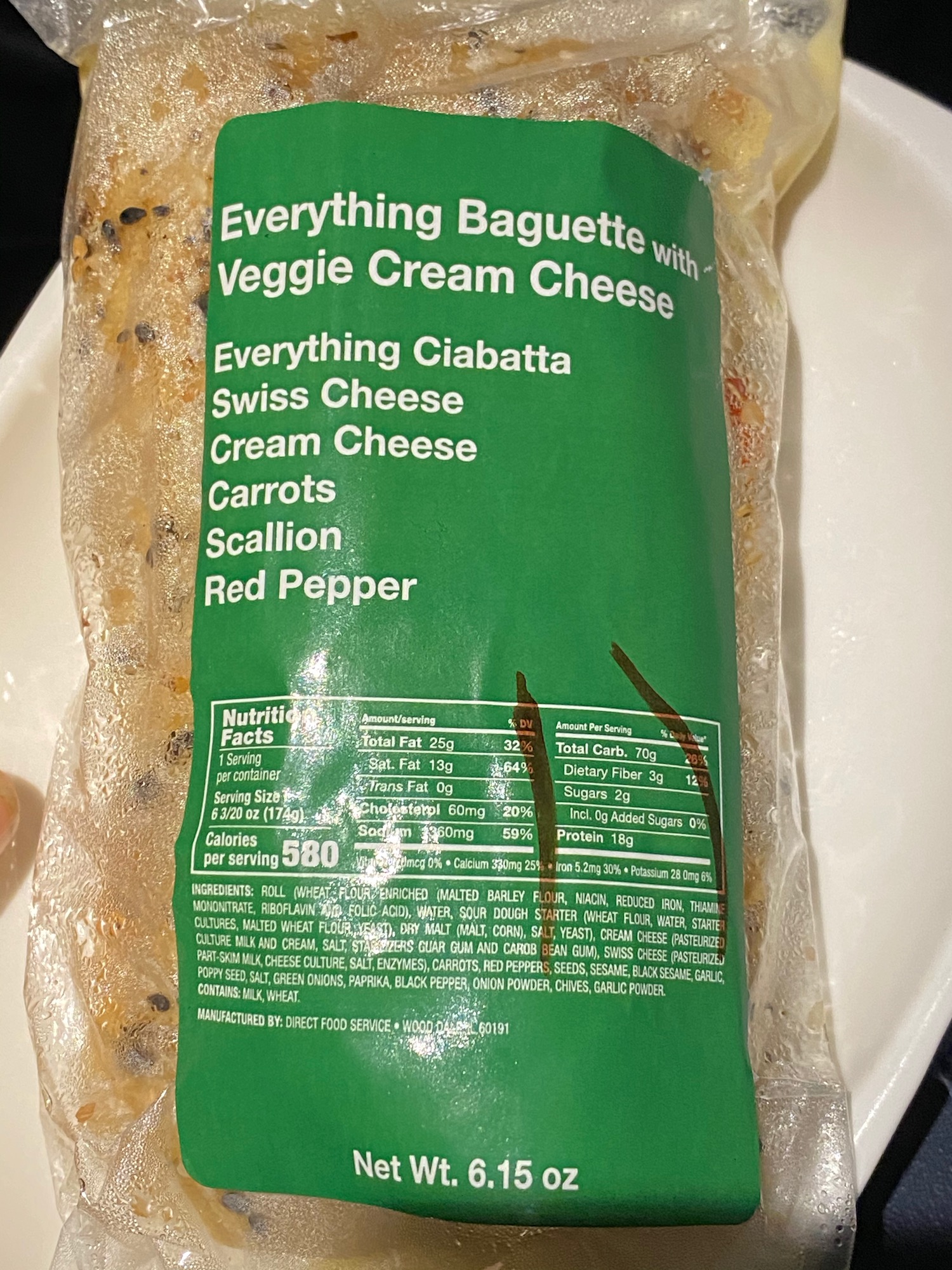 a baguette in a plastic bag