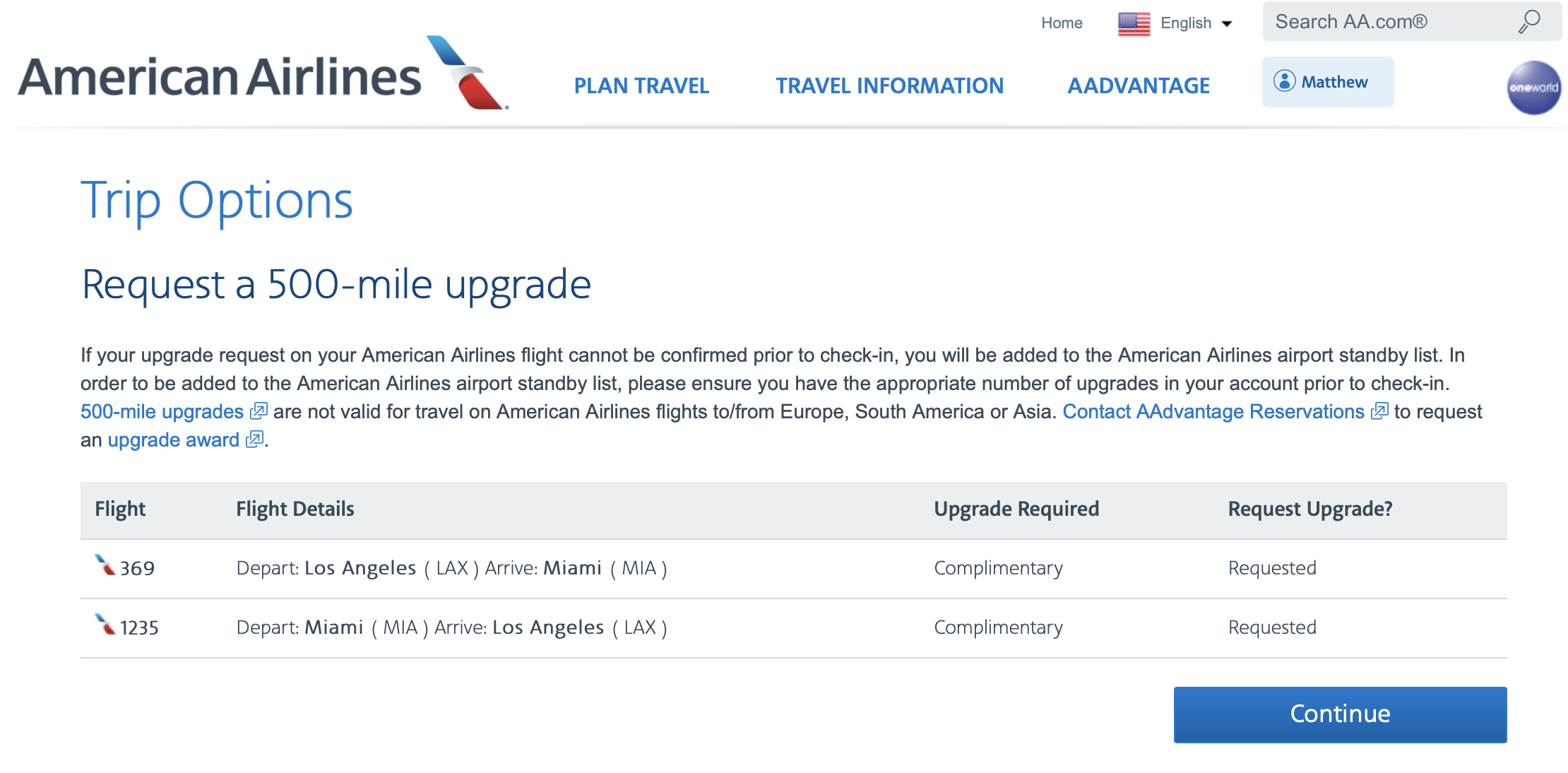 a screenshot of a flight upgrade