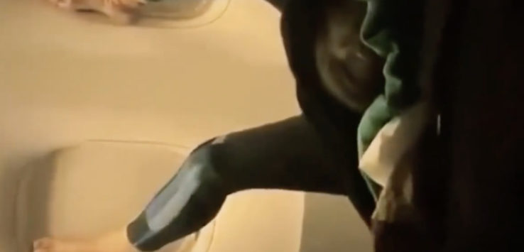 Airplane Passenger Feet Windows