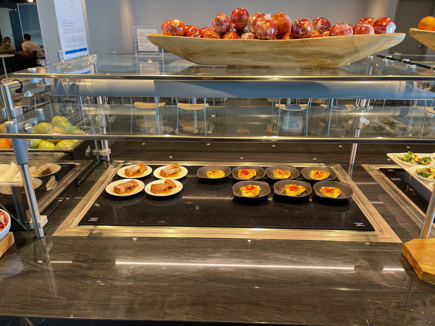 a display case with food on it