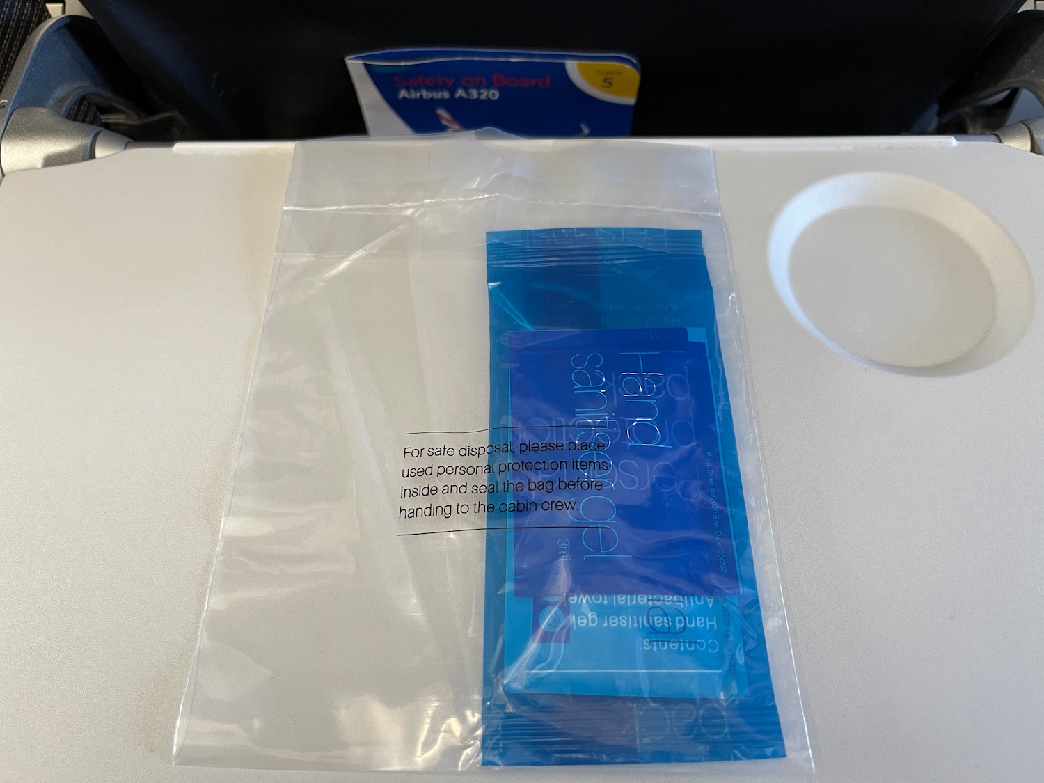 a plastic bag with blue text on it