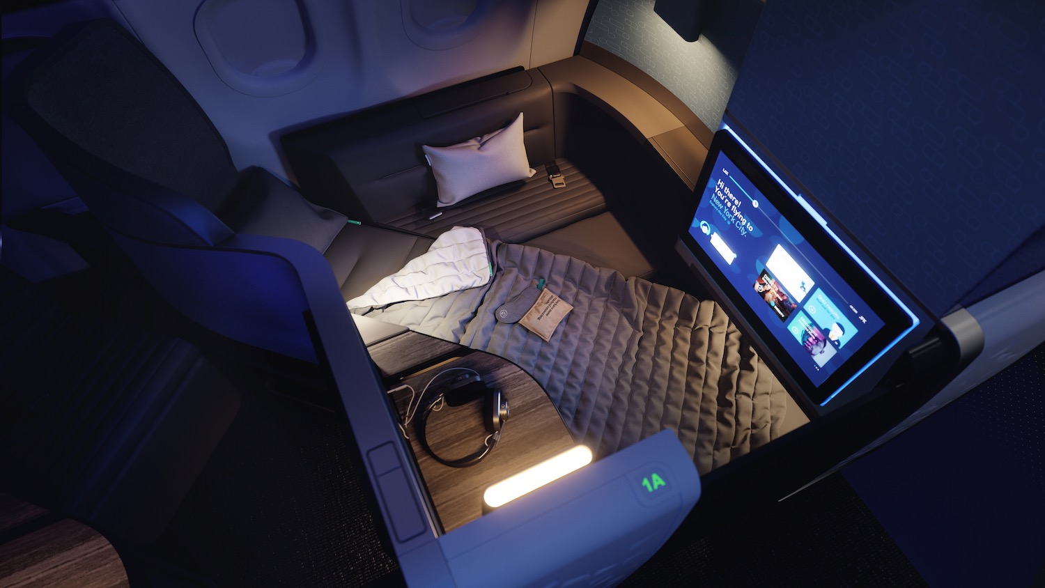 a bed in a plane