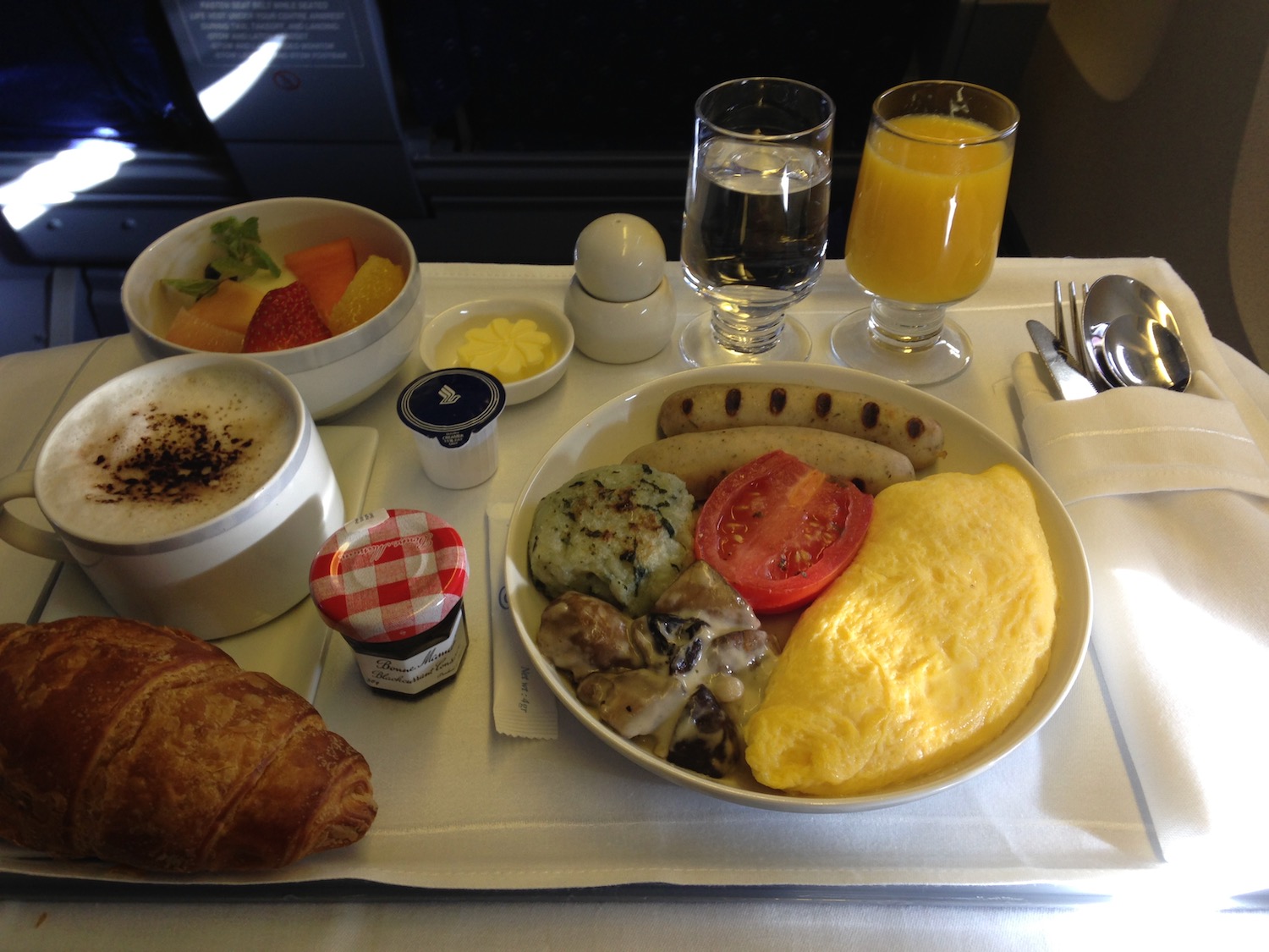 a plate of food on a tray