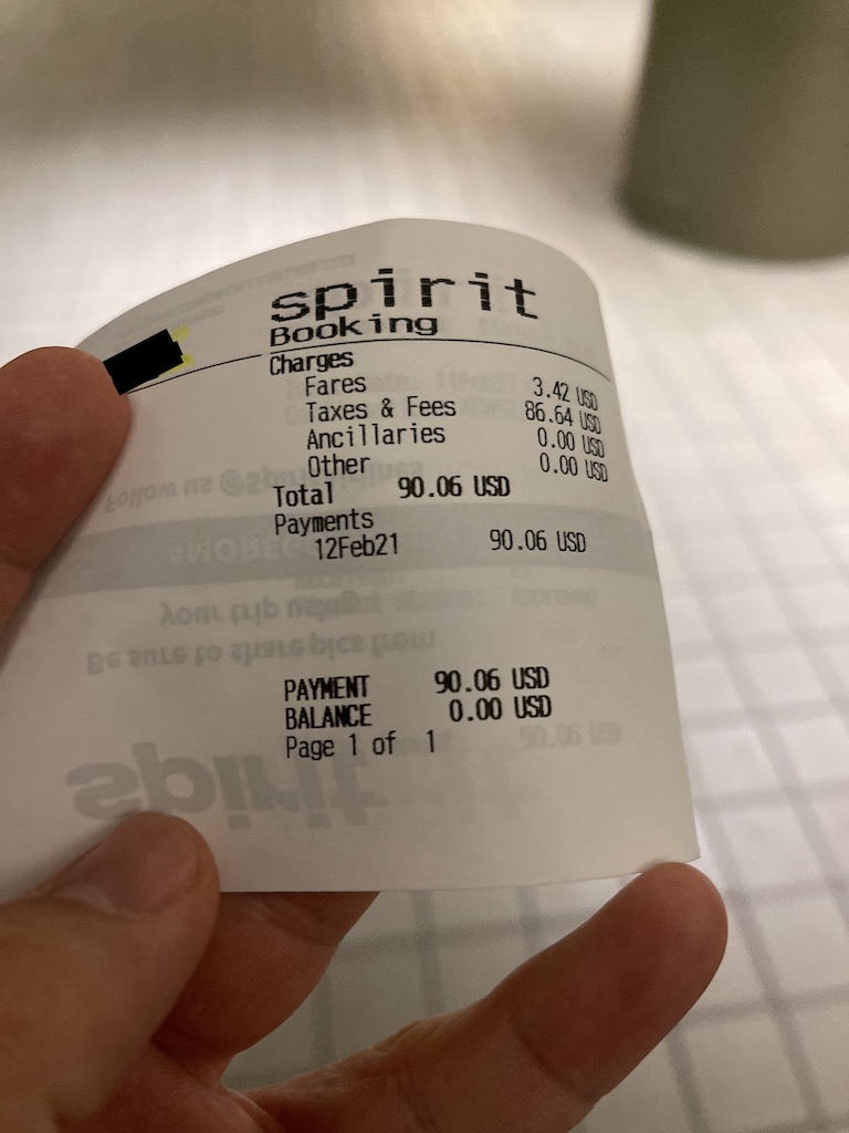 Spirit ticket totals