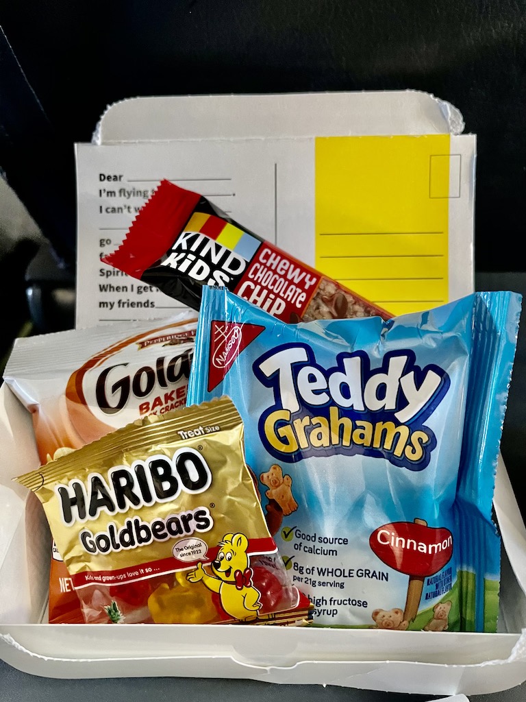 a box of candy and snacks