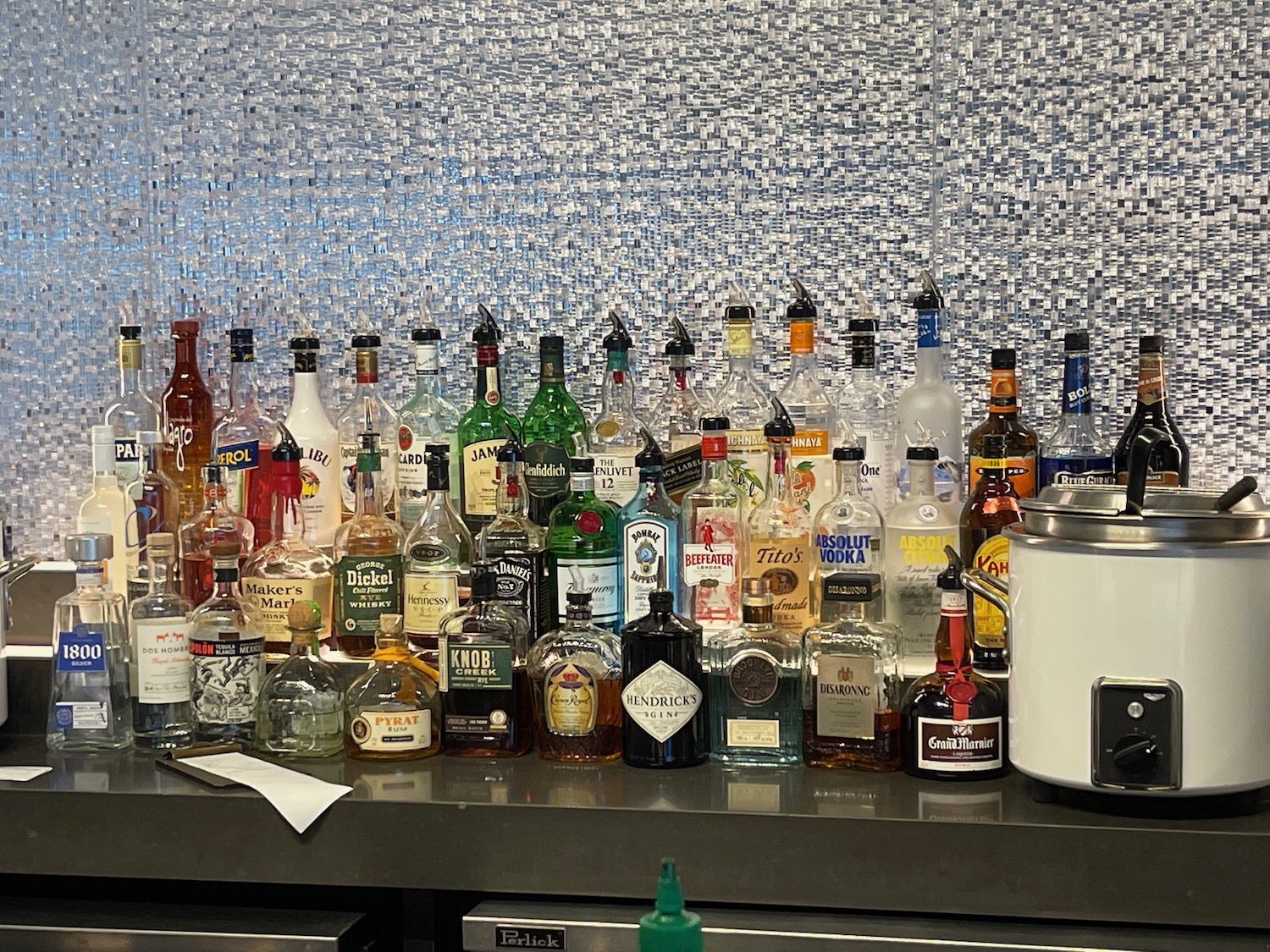 a group of bottles on a counter