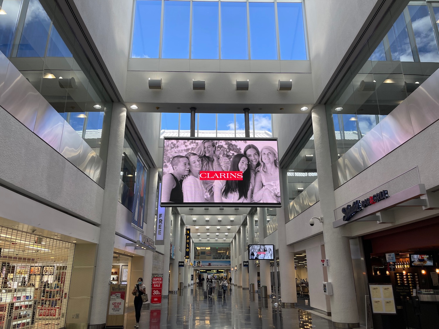 a large sign in a mall