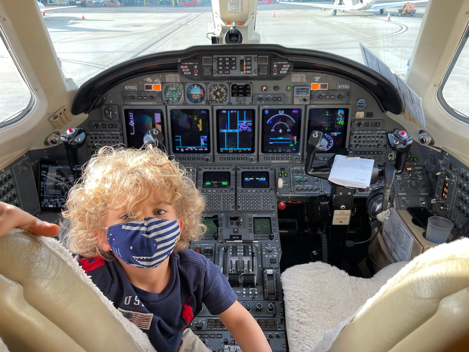 a child in a plane