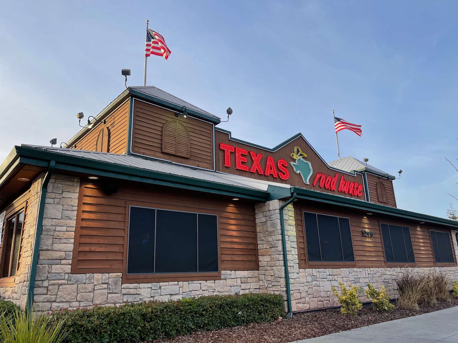 a building with flags on top of it