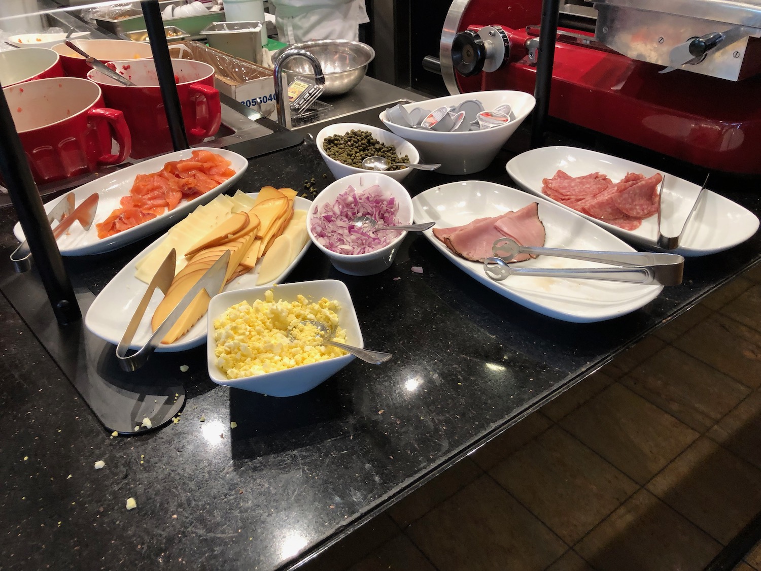 a table with different types of food on it