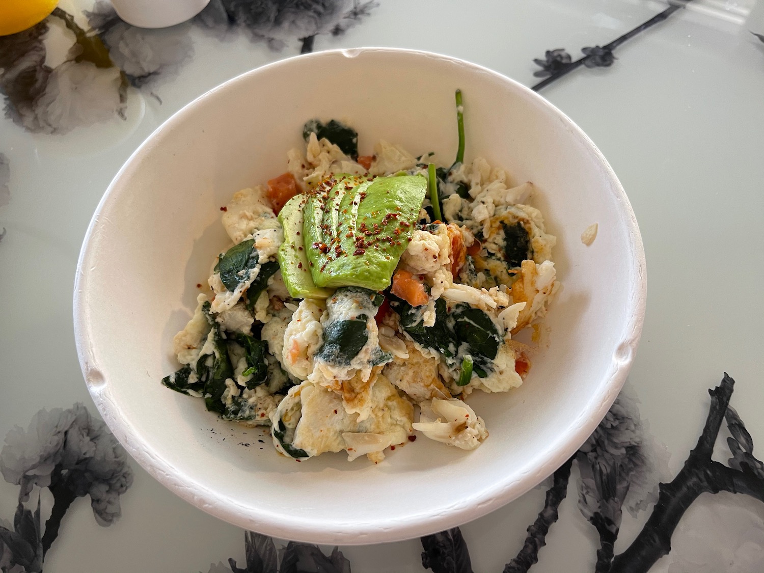 a bowl of food on a table