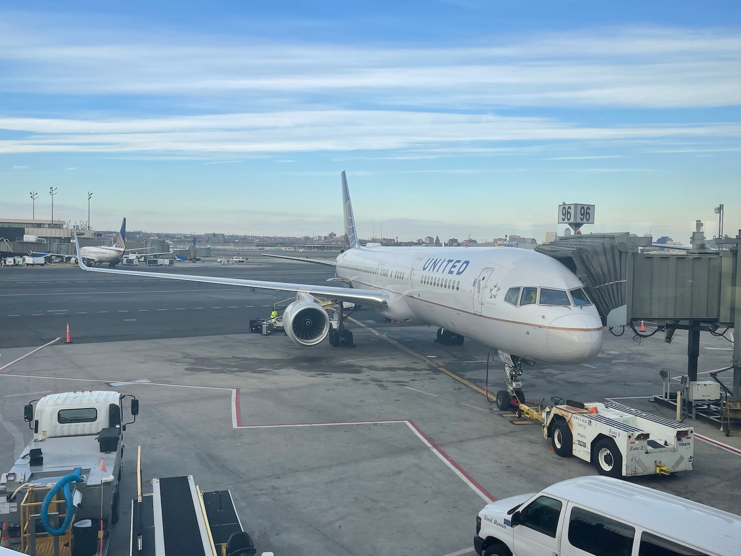 a plane parked at an airport