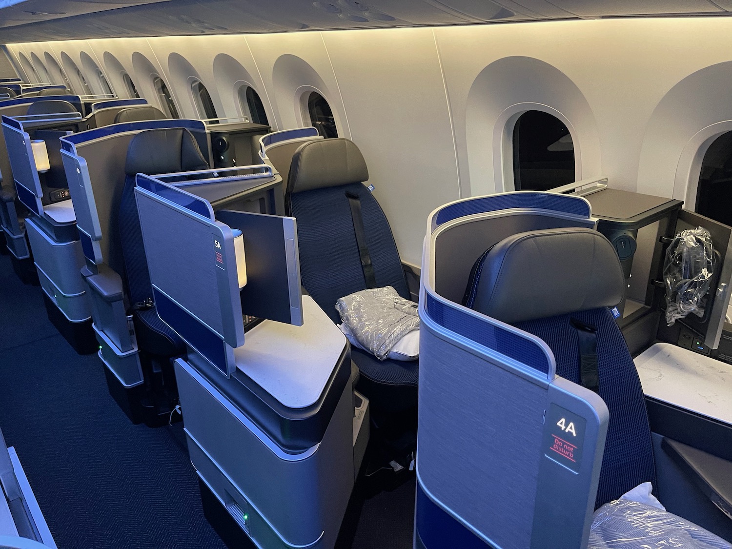 a row of seats in an airplane