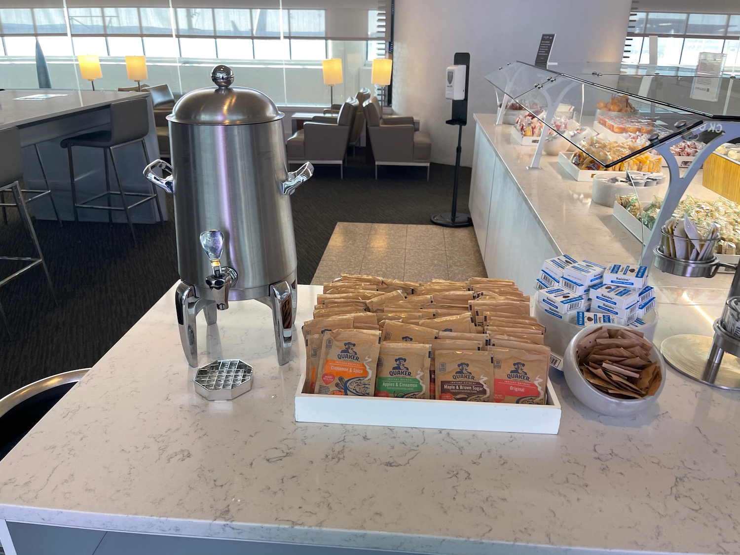 a coffee machine and food on a counter