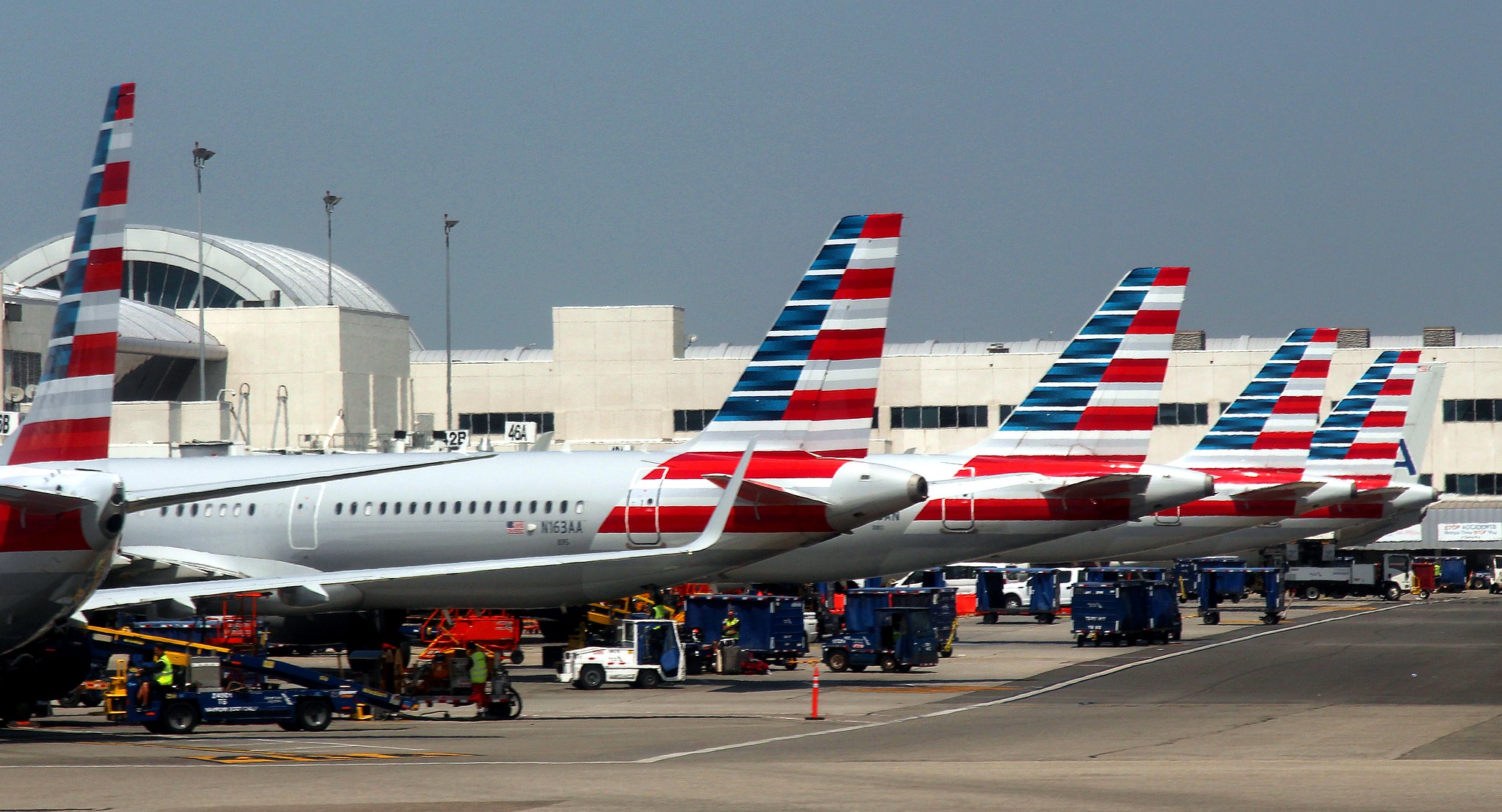 airplanes parked at an airport