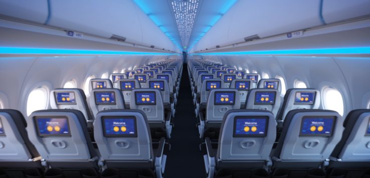 rows of seats in an airplane