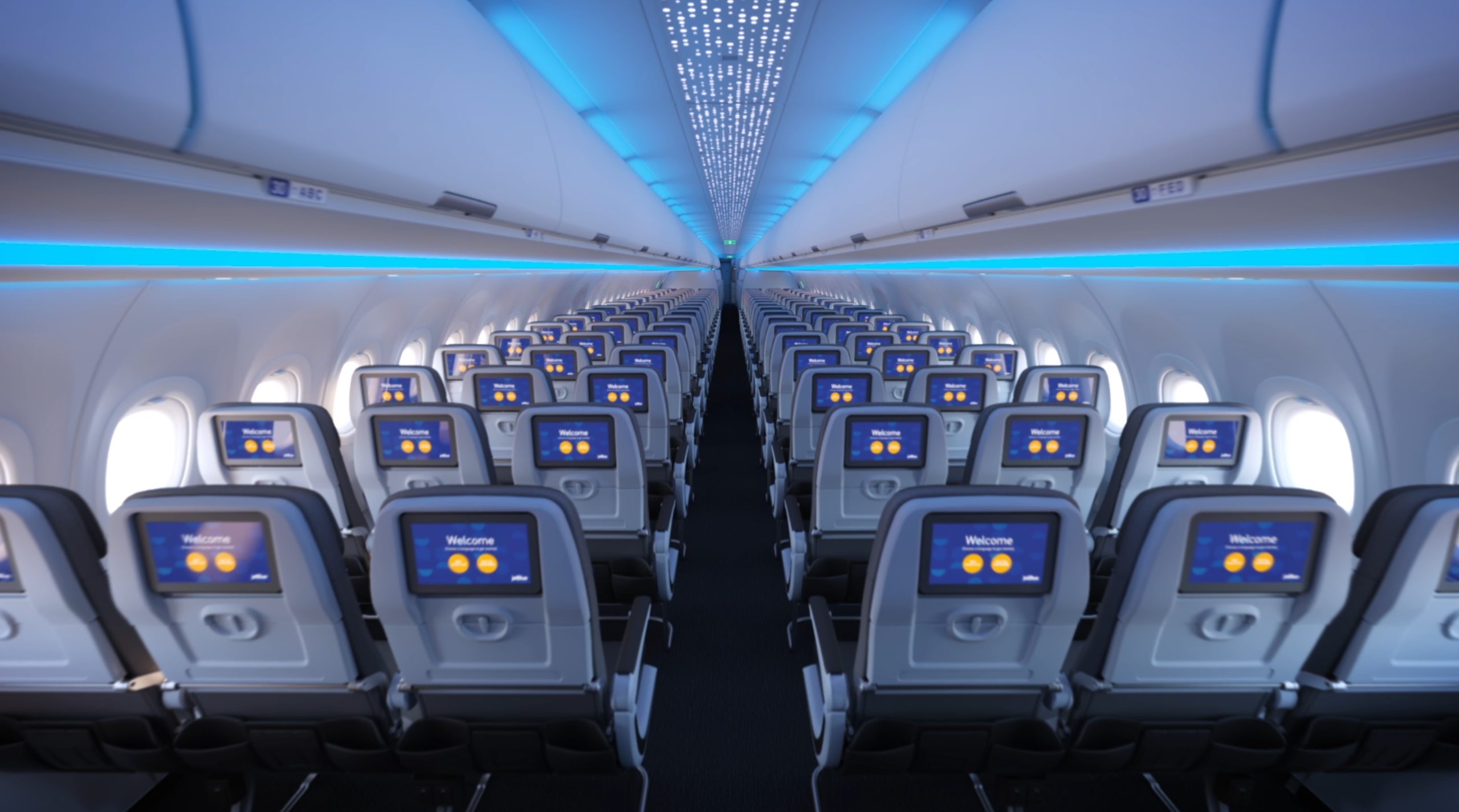 rows of seats in an airplane