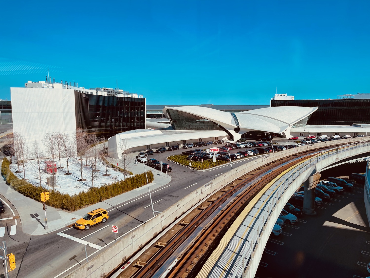 a train tracks and a building